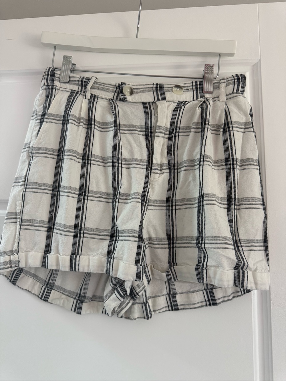 🩷3 for $20🩷 High-Waist Black & White Plaid Women's Shorts
